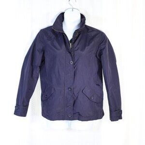 Lands' End Size M Navy Blue Zip/button high neck rain jacket nylon